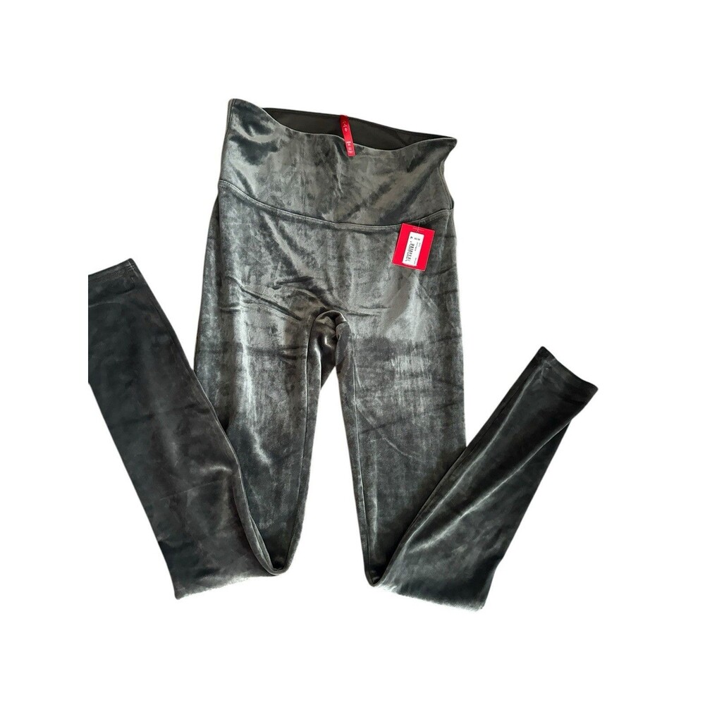 New SPANX Shiny Velvet High Waisted‎ LEGGINGS-Dark Palm Green Sz M